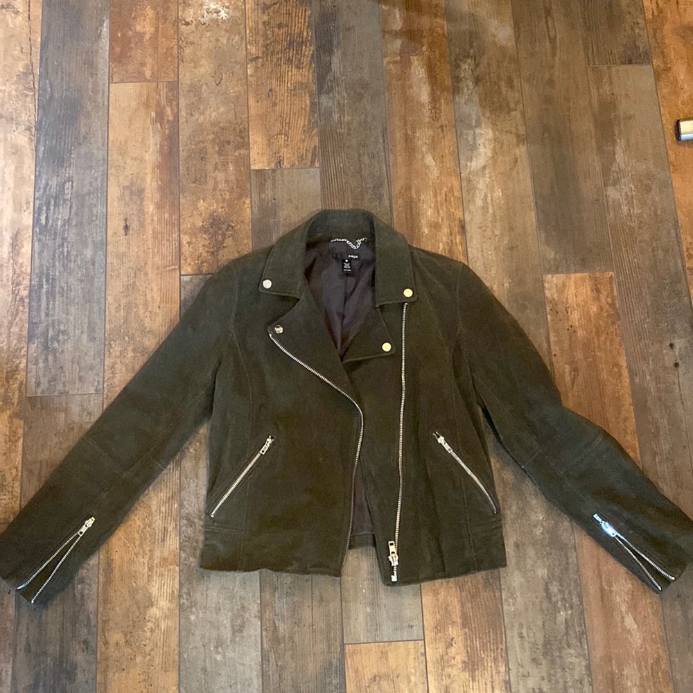 Olive green genuine leather jacket AQUA NWOT